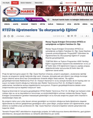 RTEÜ’de öğretmenlere Su okuryazarlığı Eğitimi